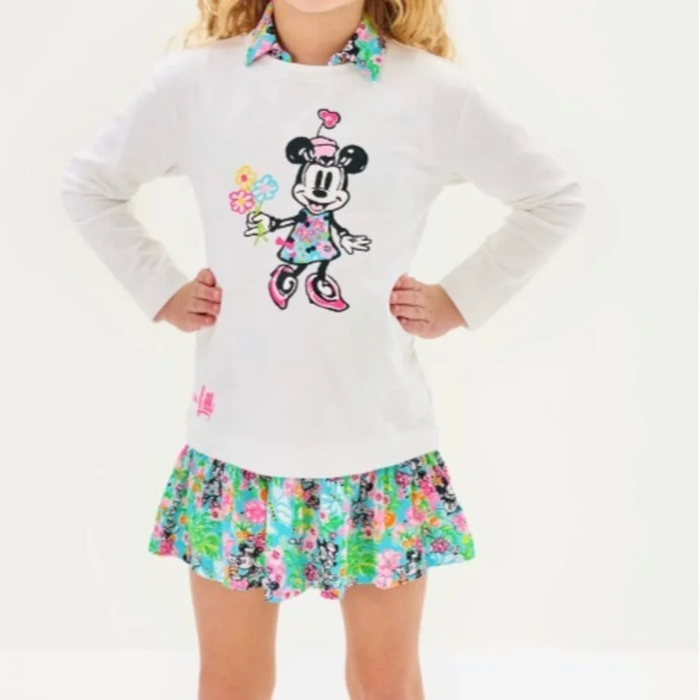 Disney Lilly Pulitzer Hearts Mini Ballad Kids SweatShirt L  Minnie Mouse Floral